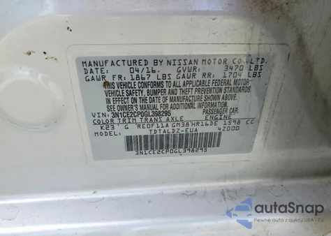 2016 Nissan Versa Note S z USA, uszkodzony, nr VIN 3N1CE2CP0GL398295